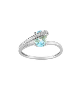 Bague femme - aigue marine - Or 18 Carats