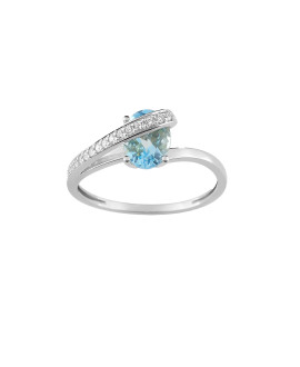 Bague femme - Topaze et Oxyde de zirconium - Or 18 Carats