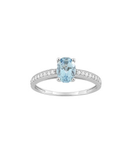 Bague femme - Topaze et Oxyde de zirconium - Or 9 Carats
