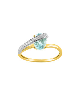 Bague femme - aigue marine - Or 9 Carats