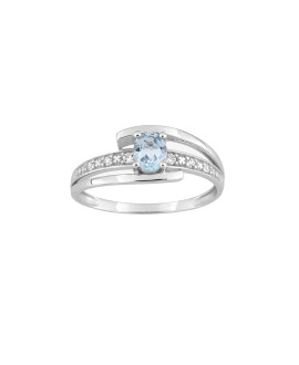 Bague femme - Topaze et Oxyde de zirconium - Or 9 Carats