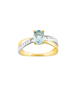 Bague femme - Topaze et Oxyde de zirconium - Or 9 Carats