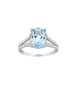 Bague femme - Topaze et Oxyde de zirconium - Or 9 Carats