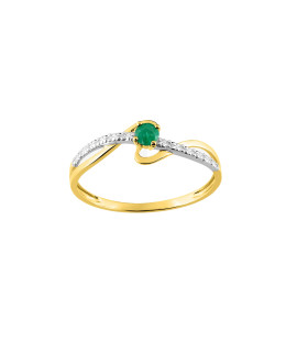 Bague femme - émeraude - Or 9 Carats