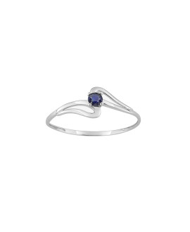 Bague femme - Saphir et Oxyde de zirconium - Or 9 Carats