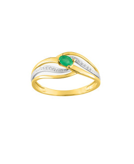 Bague femme - émeraude - Or 9 Carats