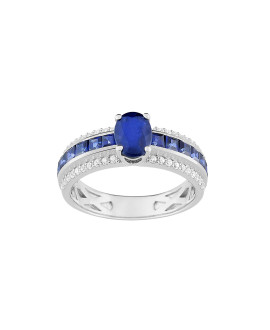 Bague Femme - Saphir - Oxyde de zirconium - Or 9 Carats