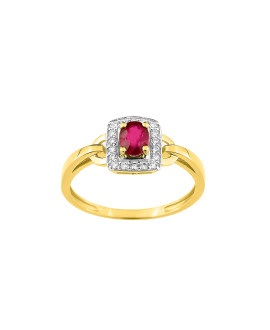 Bague Femme - Rubis - Oxyde de zirconium - Or 9 Carats