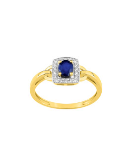 Bague Femme - Saphir - Oxyde de zirconium - Or 9 Carats