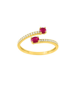 Bague Femme - Rubis et Oxyde de zirconium - Or 9 Carats