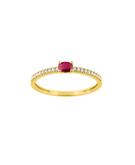 Bague Femme - Rubis - Oxyde de zirconium - Or 9 Carats