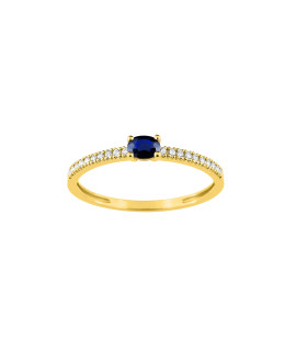 Bague Femme - Saphir - Oxyde de zirconium - Or 9 Carats