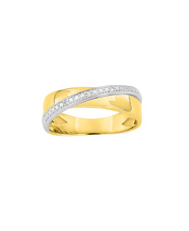 Bague Femme - bicolore - Or 9 Carats - Diamant