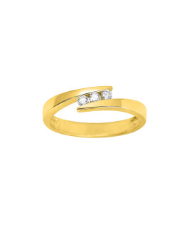 Bague Femme - Or 18 Carats - Diamant 0,12 Carats