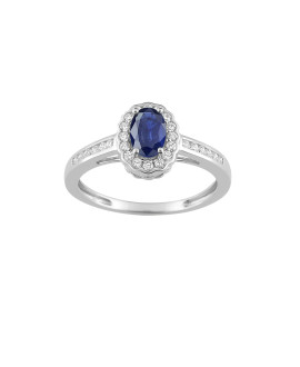 Bague Femme - Saphir - Or 18 Carats - Diamant 0,2 Carats