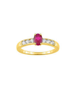 Bague Femme - Rubis - Oxyde de zirconium - Or 18 Carats