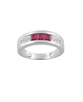 Bague Femme - Rubis - Or 18 Carats - Diamant 0,05 Carats