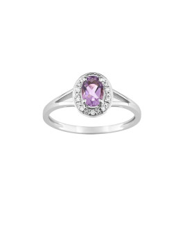Bague Femme - Améthyste - Oxyde de zirconium - Or 18 Carats