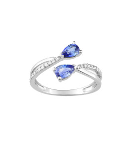 Bague Femme - Saphir - Or 18 Carats - Diamant 0,13 Carats