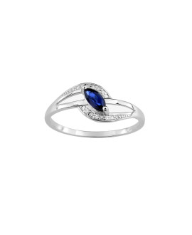 Bague Femme - Saphir - Or 9 Carats - Diamant 0,02 Carats