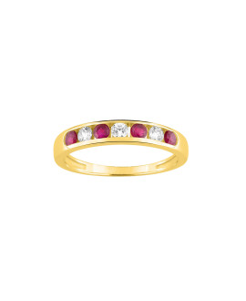 Bague Femme - Rubis - Oxyde de zirconium - Or 9 Carats