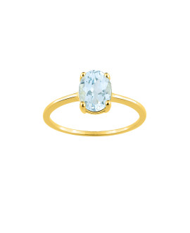 Bague Femme - aigue marine - Or 9 Carats
