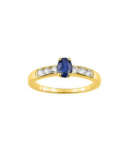 Bague Femme - Saphir - Oxyde de zirconium - Or 9 Carats