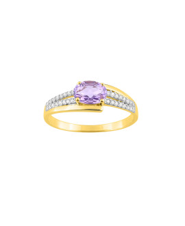 Bague Femme - Améthyste - Oxyde de zirconium - Or 9 Carats