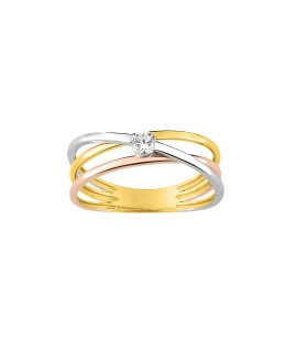 Bague Femme - 3 ors - Oxyde de zirconium - Or 9 Carats