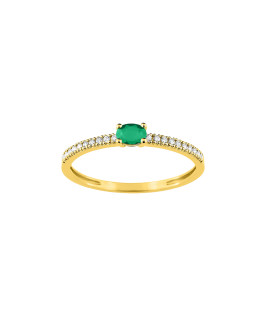 Bague femme - émeraude et oxydes - Or 18 Carats