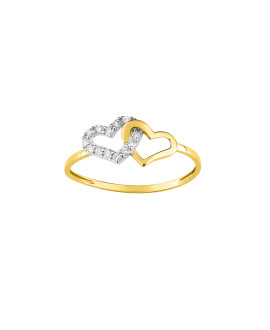Bague femme - bicolore - Coeur - Or 9 Carats