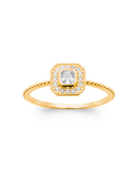 Bague femme - Plaqué or - Oxydes de zirconium