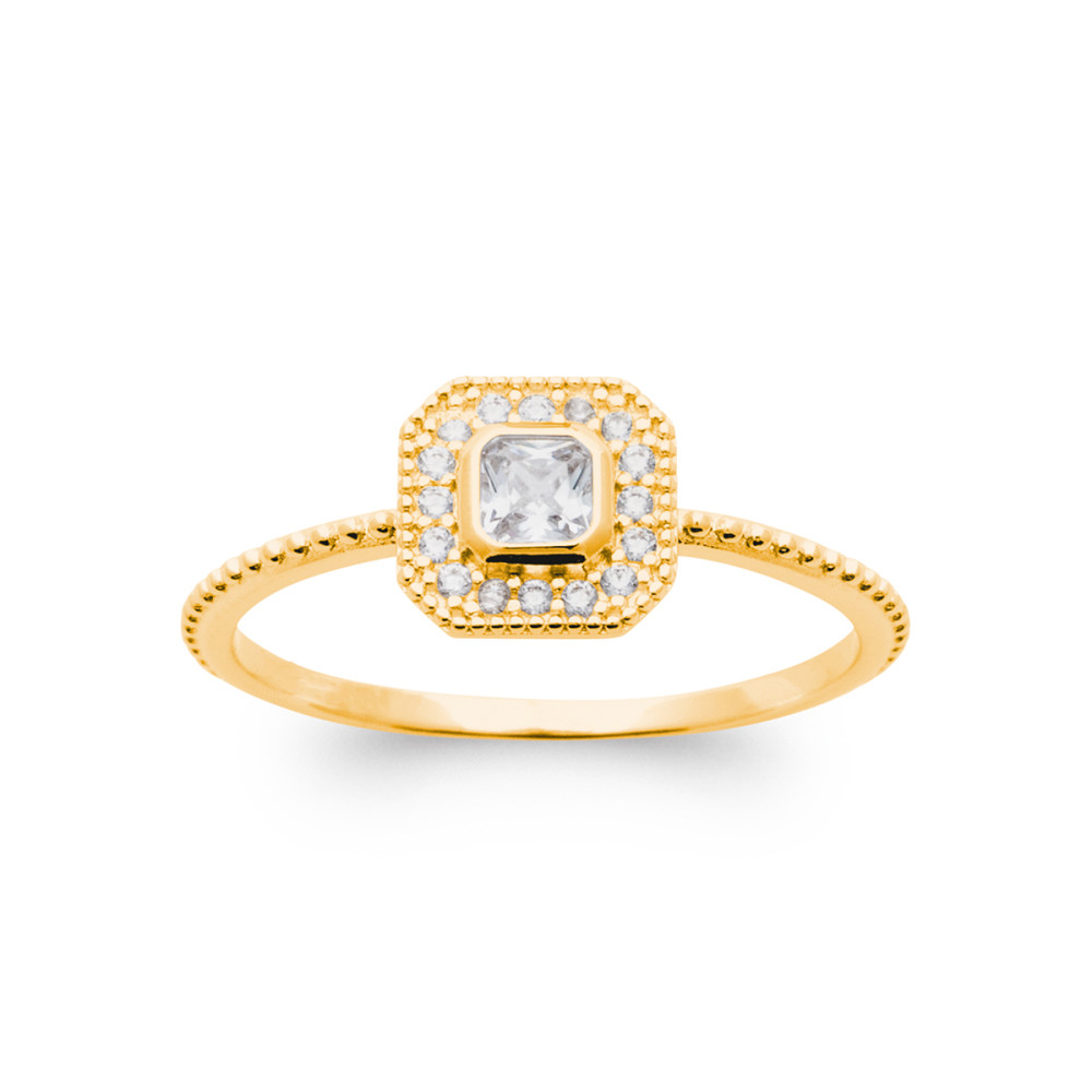 Bague femme - Plaqué or - Oxydes de zirconium
