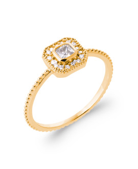 Bague femme - Plaqué or - Oxydes de zirconium