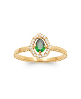 Bague femme - Plaqué or - Oxydes de zirconium