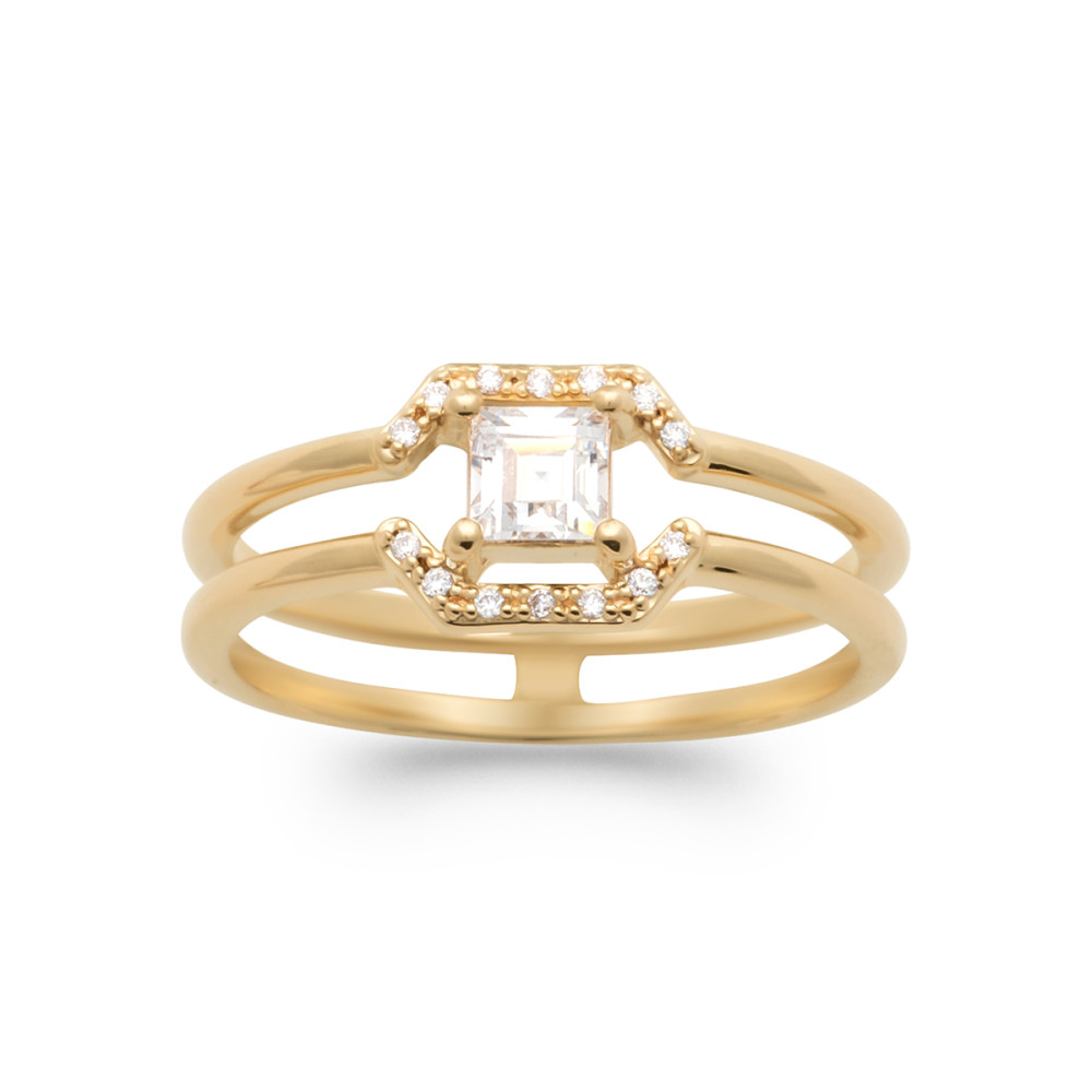 Bague femme - Plaqué or - Oxydes de zirconium Bague femme - Plaqué or - Oxydes de zirconium