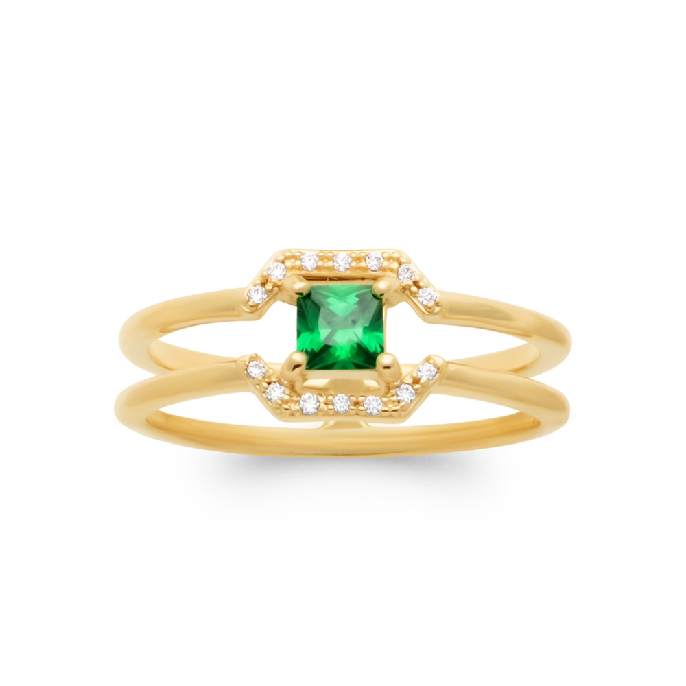 Bague femme - Plaqué or - Oxydes de zirconium