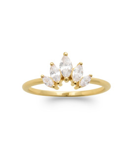 Bague femme - Plaqué or - Oxydes de zirconium