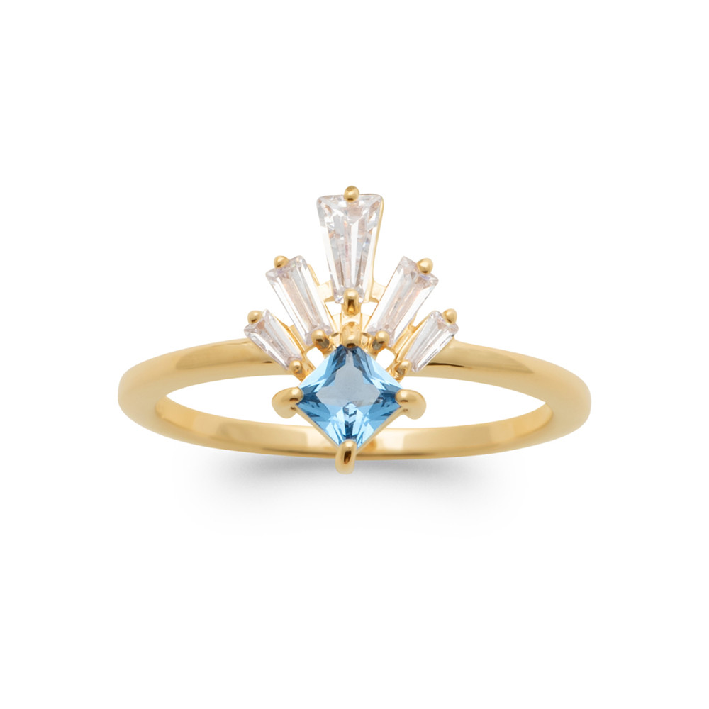 Bague femme - Plaqué or - Oxydes de zirconium