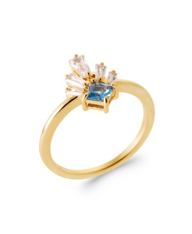 Bague femme - Plaqué or - Oxydes de zirconium