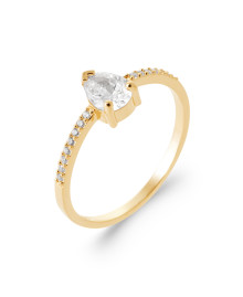Bague femme - Plaqué or - Oxydes de zirconium
