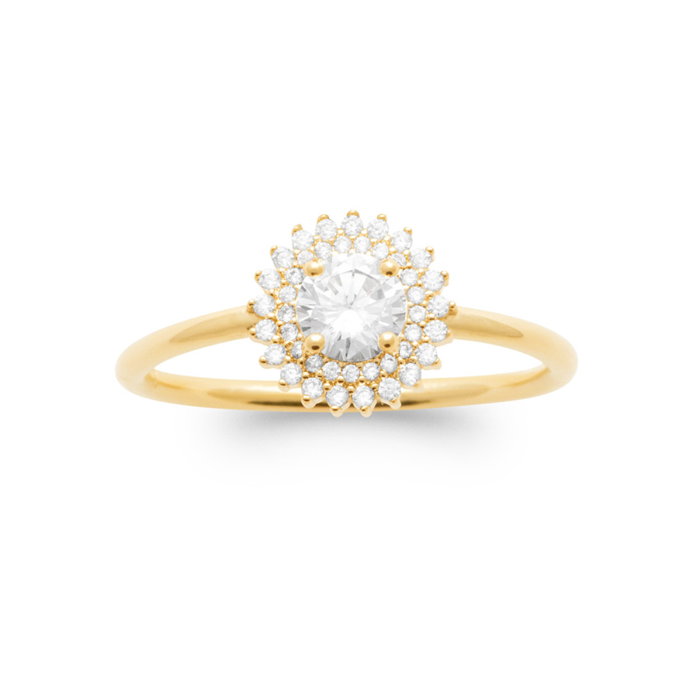 Bague femme - Plaqué or - Oxydes de zirconium