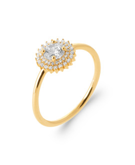 Bague femme - Plaqué or - Oxydes de zirconium