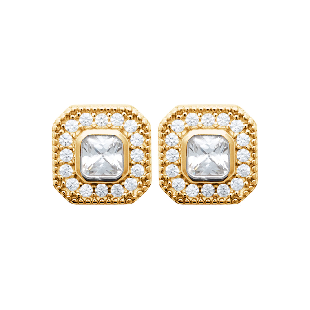 Boucles d'oreilles femme - Plaqué or - Oxydes de zirconium Boucles d'oreilles femme - Plaqué or - Oxydes de zirconium