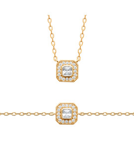 Collier femme - Plaqué or - Oxydes de zirconium