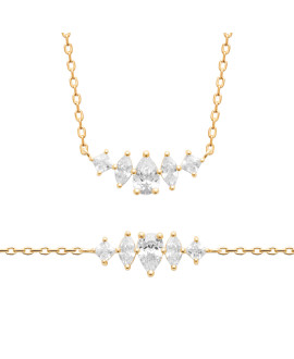 Collier femme - Plaqué or - Oxydes de zirconium