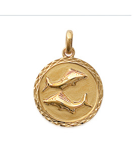 Pendentif Mixte - Plaqué Or -  Signe Astrologique - Poissons