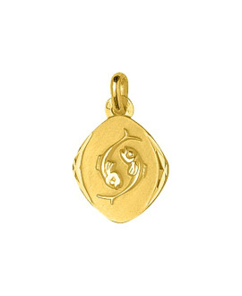 Médaille mixte - Or 18 Carats - Signe Astrologique - Poissons