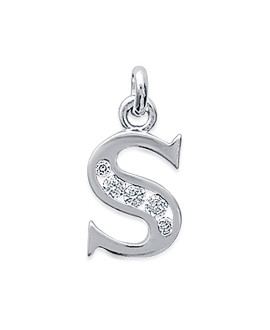 Pendentif Femme - Argent 925 - Oxyde de zirconium - Lettre S