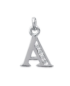 Pendentif Femme - Argent 925 - Oxyde de zirconium - Lettre A